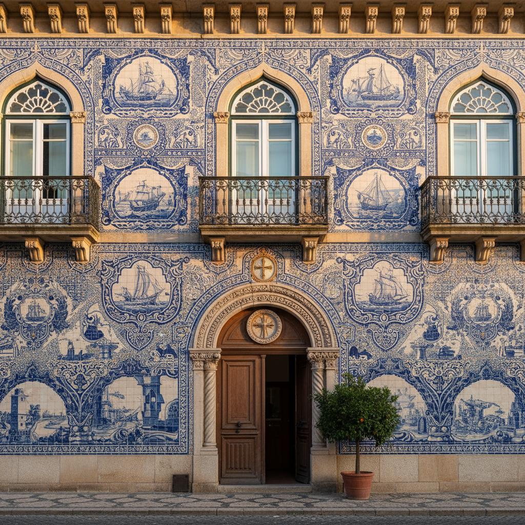 an image reflecting the traditional Portuguese azulejos tiles and architecture